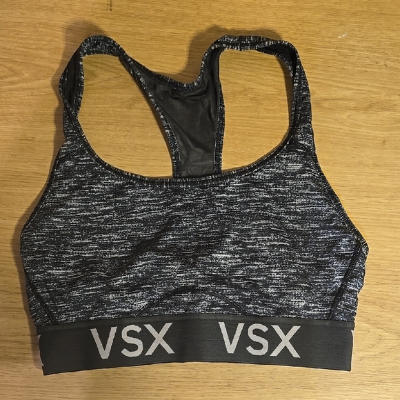VSX Black and Gray Sports Bra with Racerback Design S - Picture 1 of 2